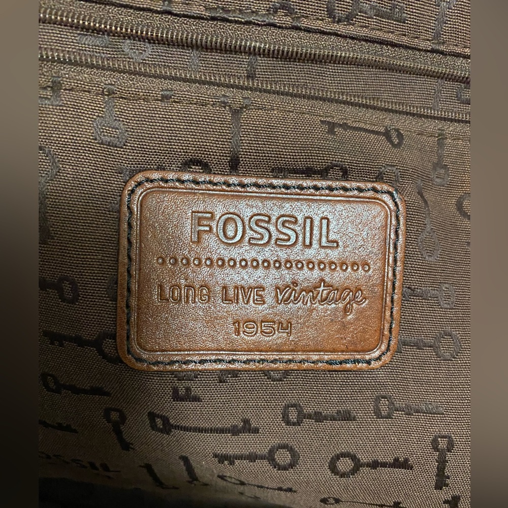 FOSSIL Vintage Reissue Tweed Houndstooth & Leather Weekender - Picture 6 of 11